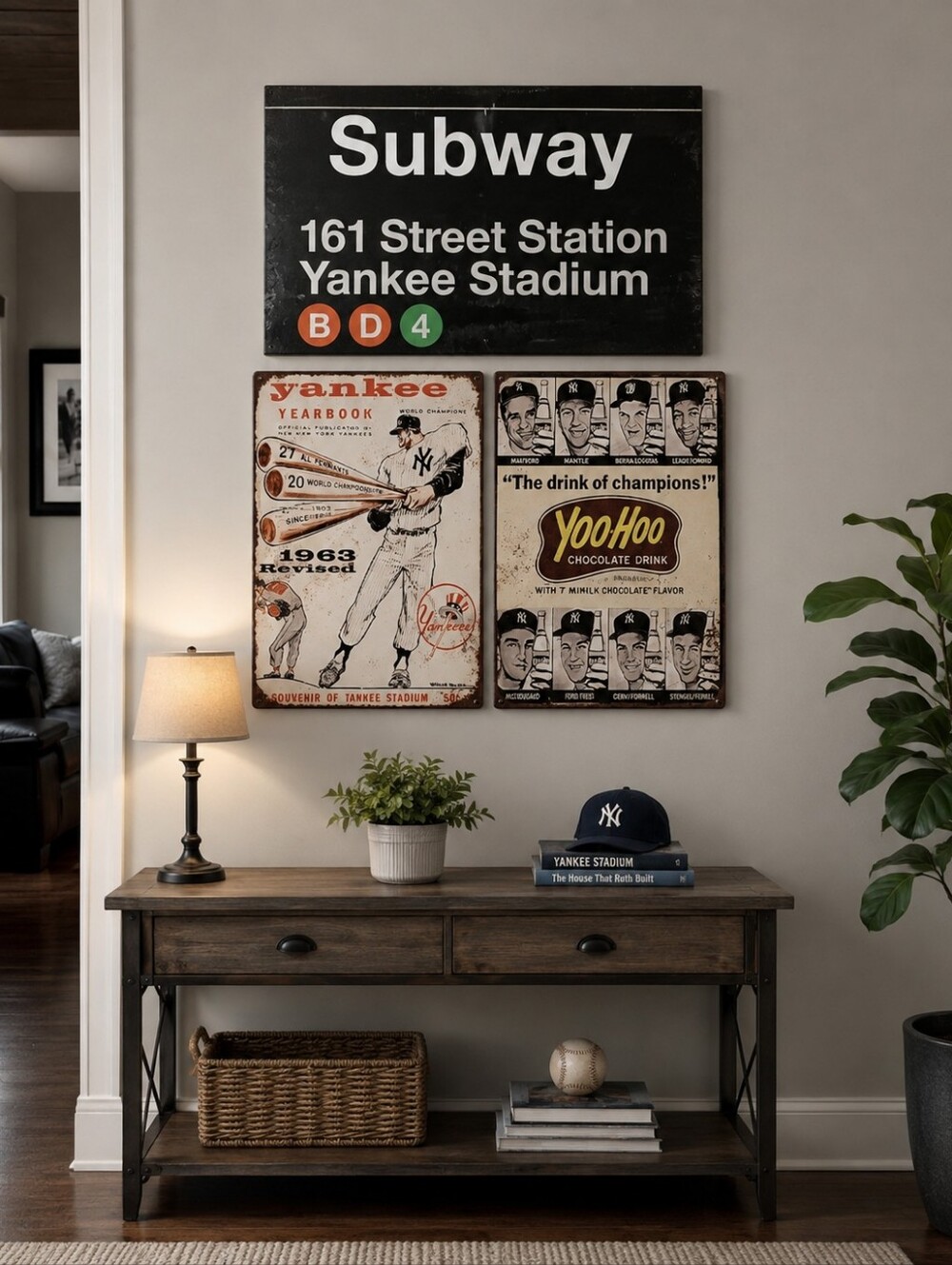Wall Decor Bundle Set of 3 NYC Subway Sign Vintage Tray Abstract Art Home Decor
